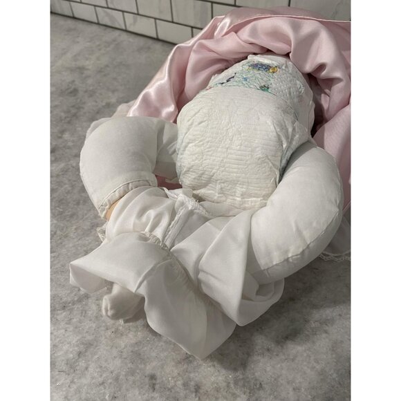 Vintage Baby Doll 1999 Nina Rich Pink Dress Brown Hair Lace Bonnet - Picture 6 of 11